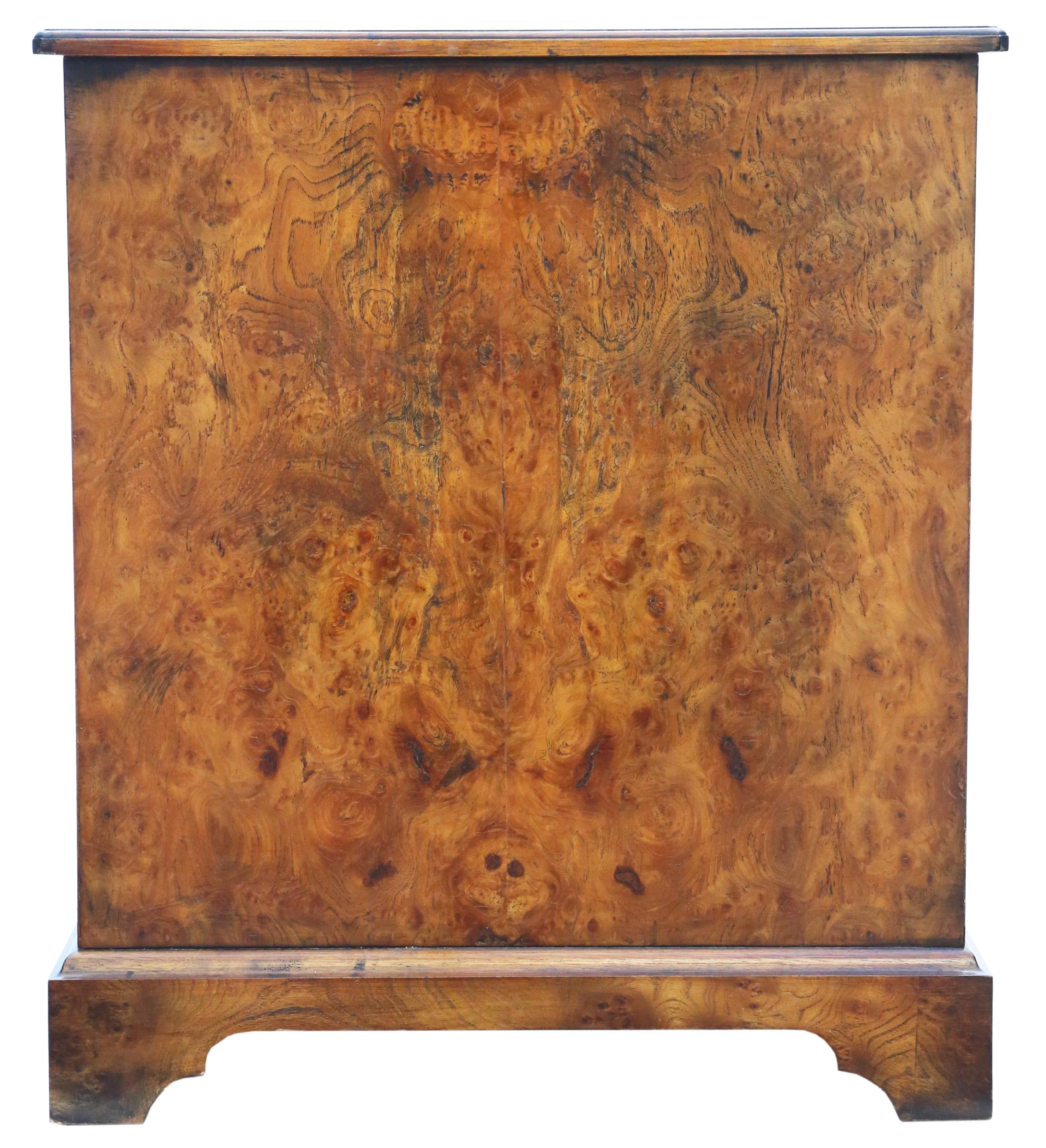 Vintage small Georgian revival burr yew chest of drawers 2
