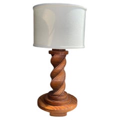 Vintage Kleine handgeschnitzte Wood Wood Lampe