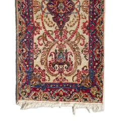 Vintage Small Kerman Mat, Floral Vase Design