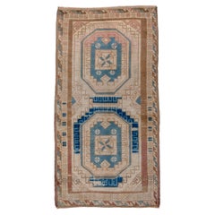 Vintage Small Oushak Rug with 2 Large Medallions