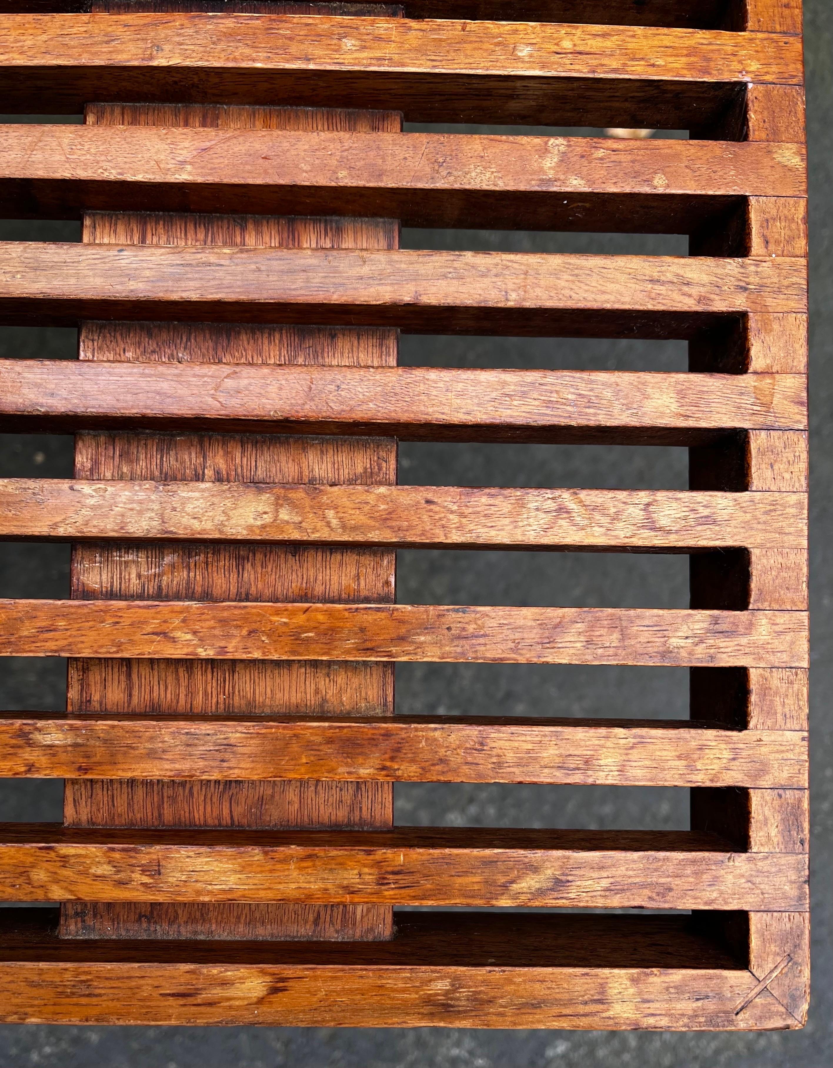 Vintage Small Slatted Bench on Tapered Legs by Mel Smilow 5
