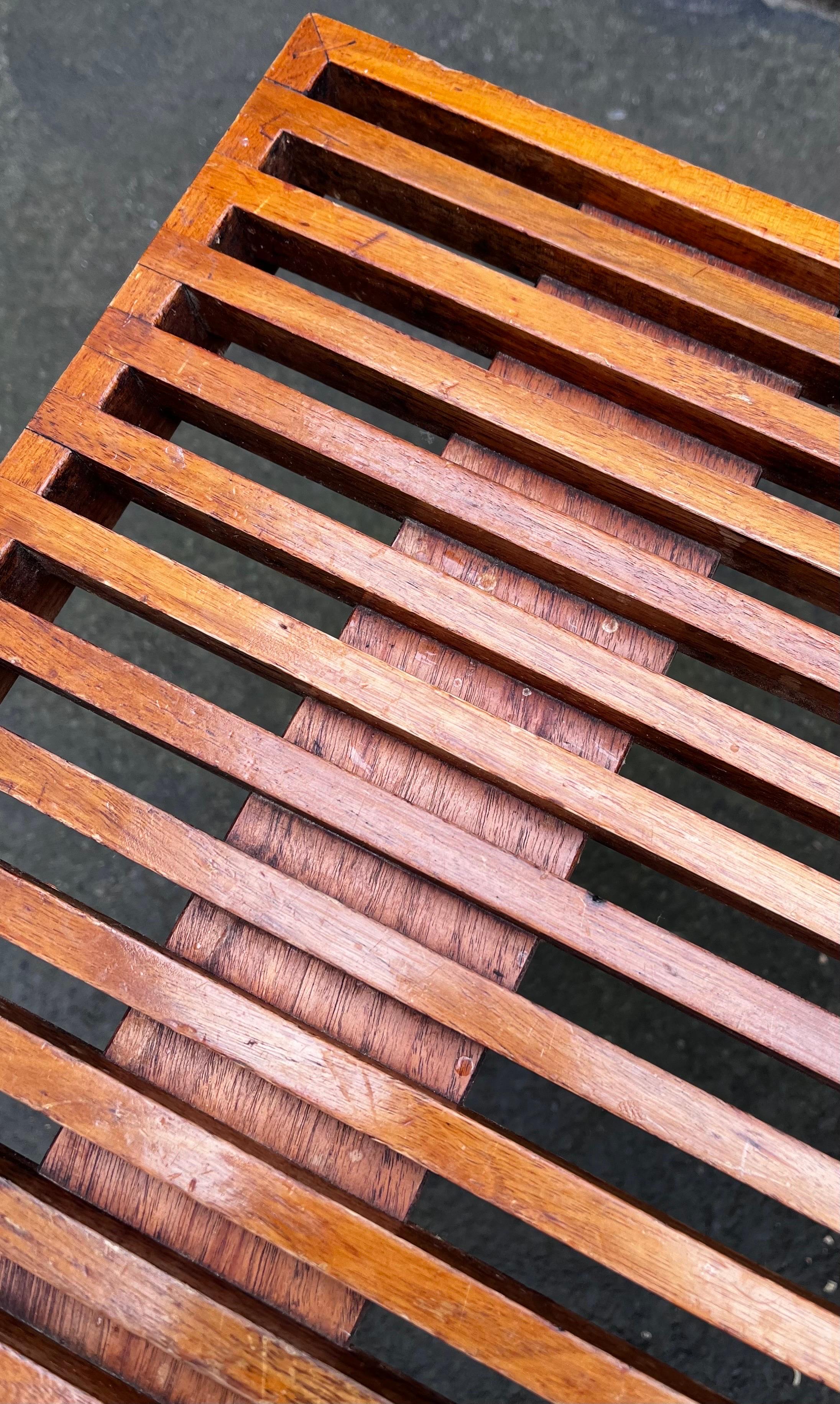 Vintage Small Slatted Bench on Tapered Legs by Mel Smilow 8