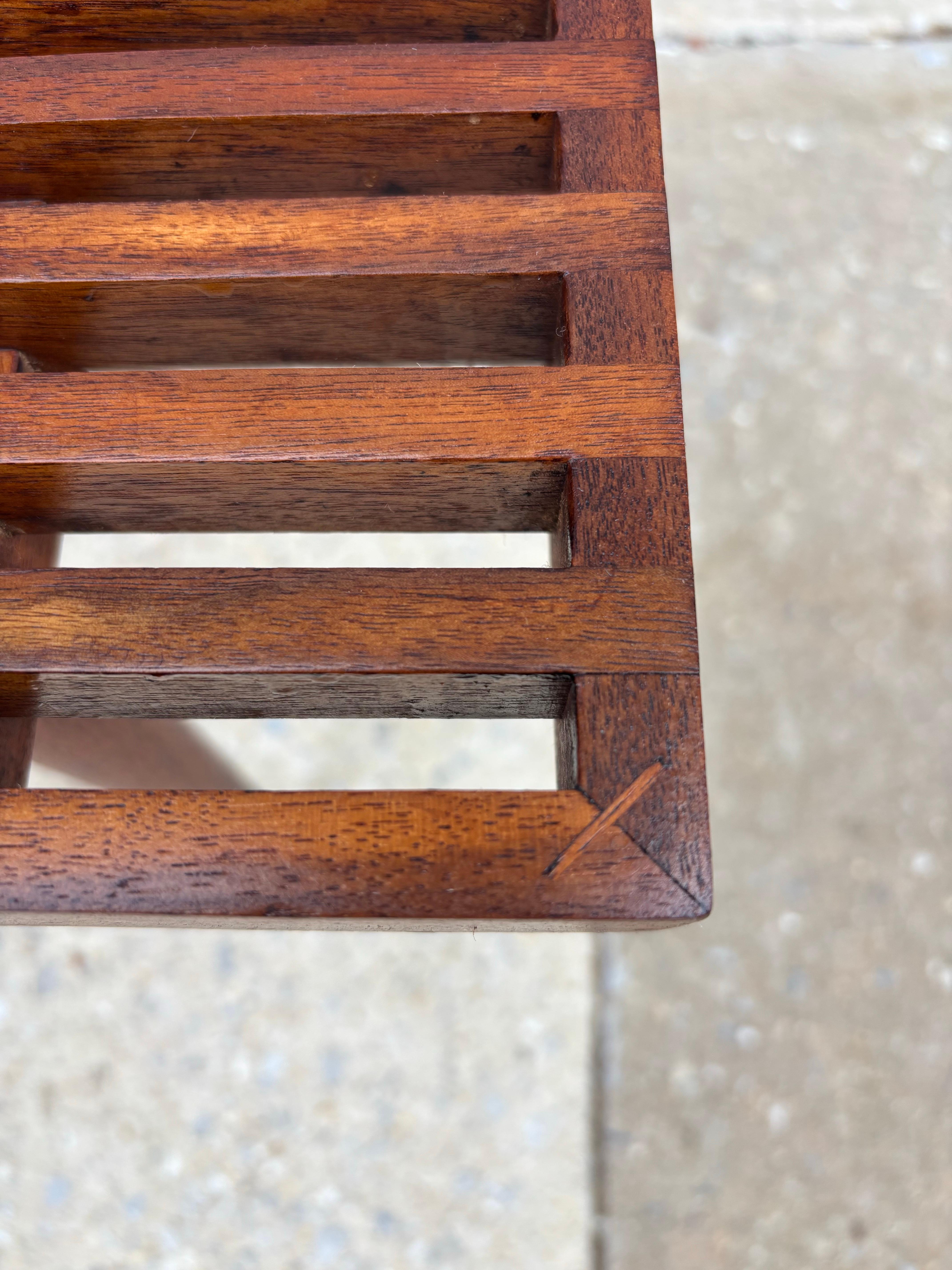 Vintage Small Slatted Bench on Tapered Legs 
Mel Smilow, circa 1956

Bench is newly refinished, wood is very nice!