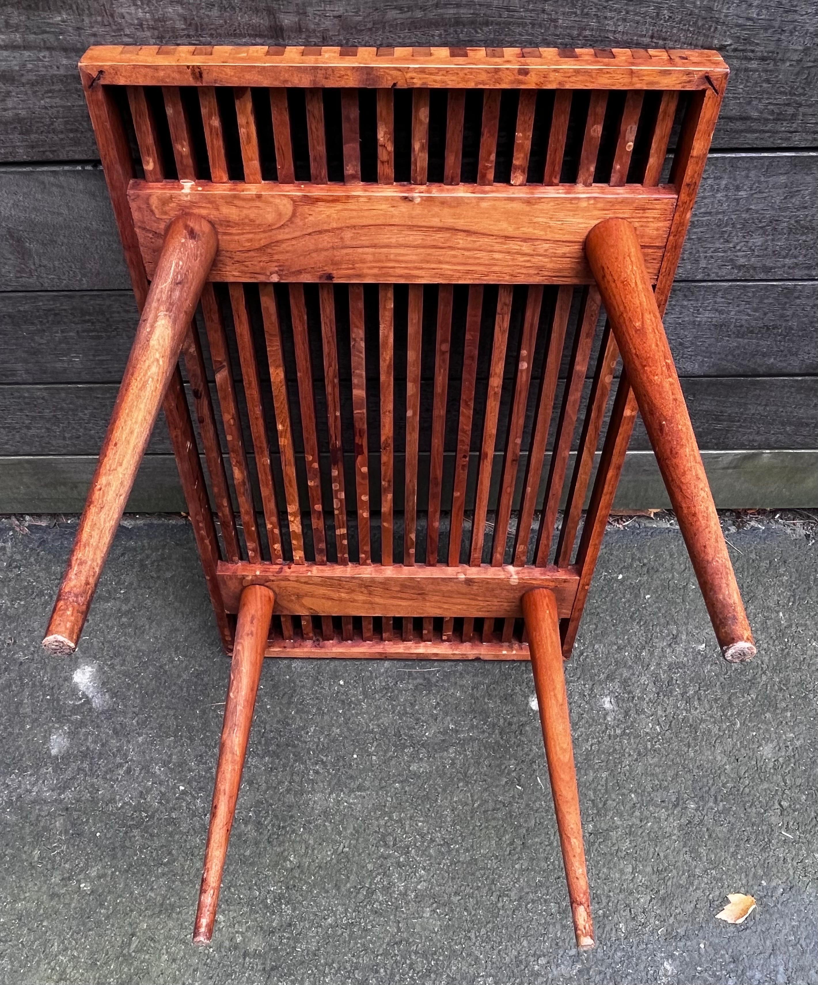 Vintage Small Slatted Bench on Tapered Legs by Mel Smilow 13