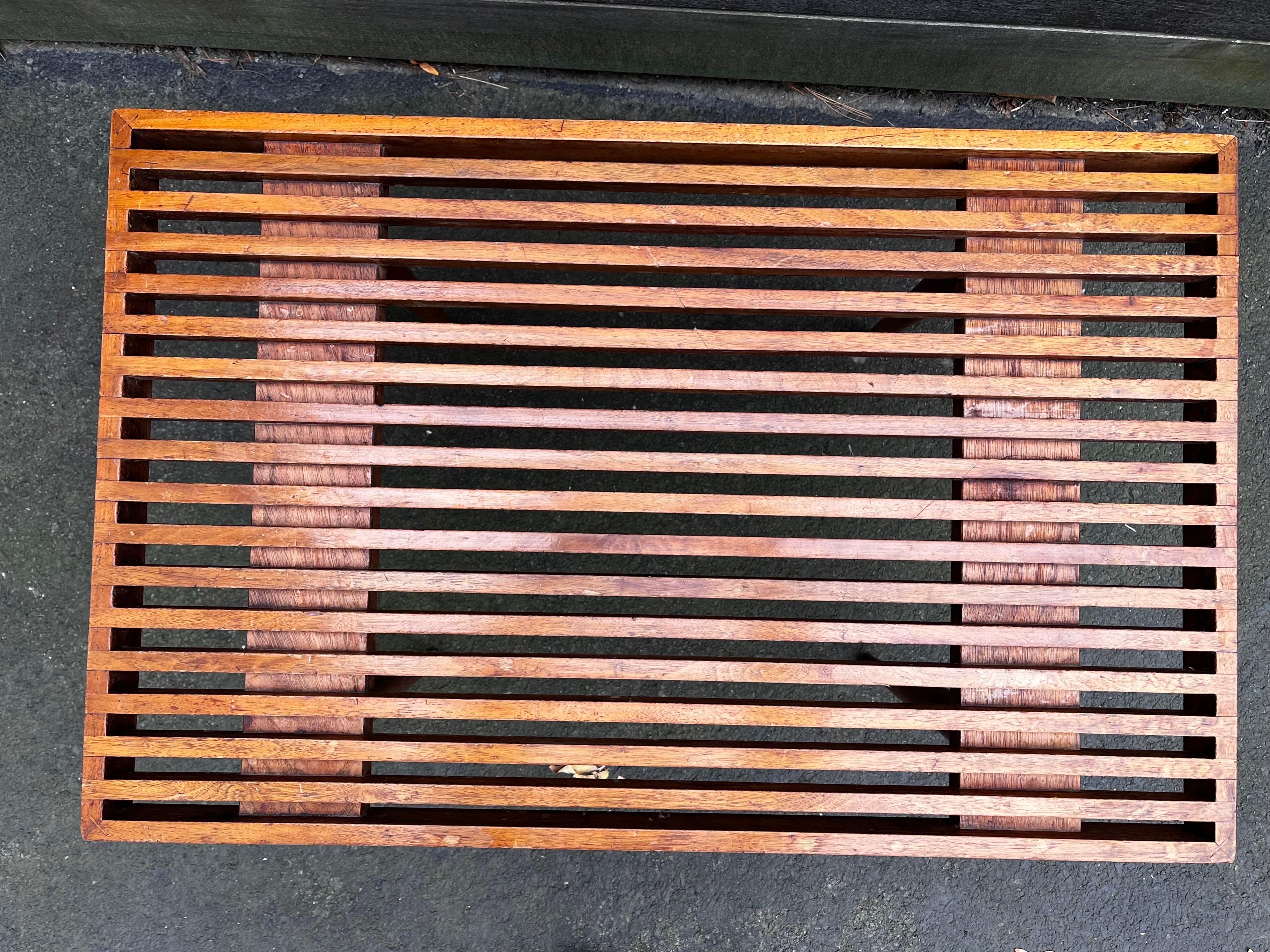 Vintage Small Slatted Bench on Tapered Legs by Mel Smilow 2