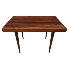 Vintage Small Slatted Bench on Tapered Legs by Mel Smilow
