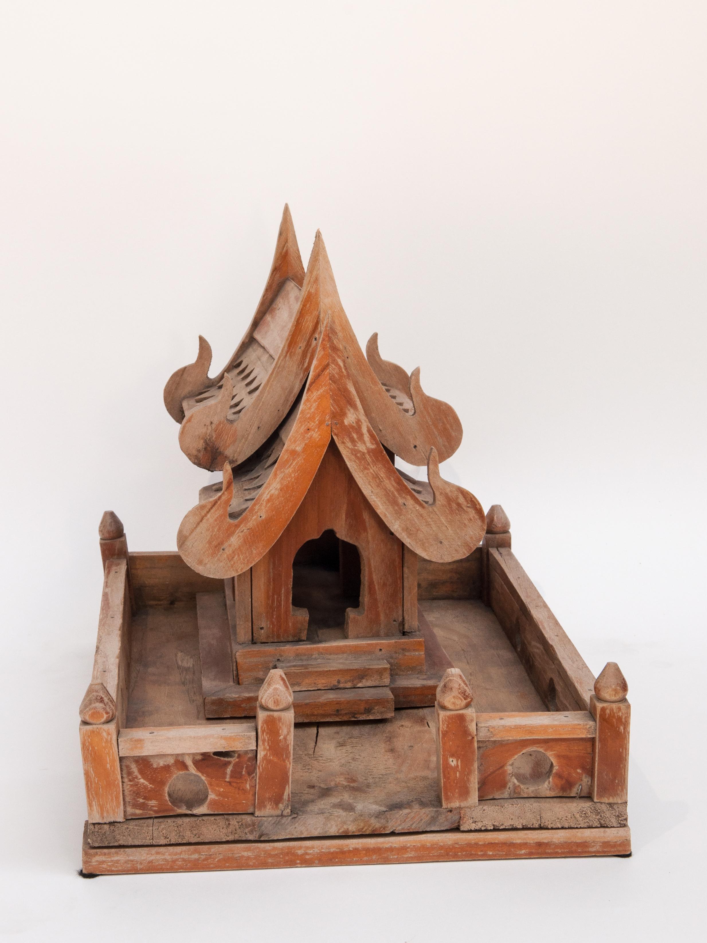 Rustic Vintage Small Spirit House from Northern Thailand, Teak, Mid-Late 20th Century