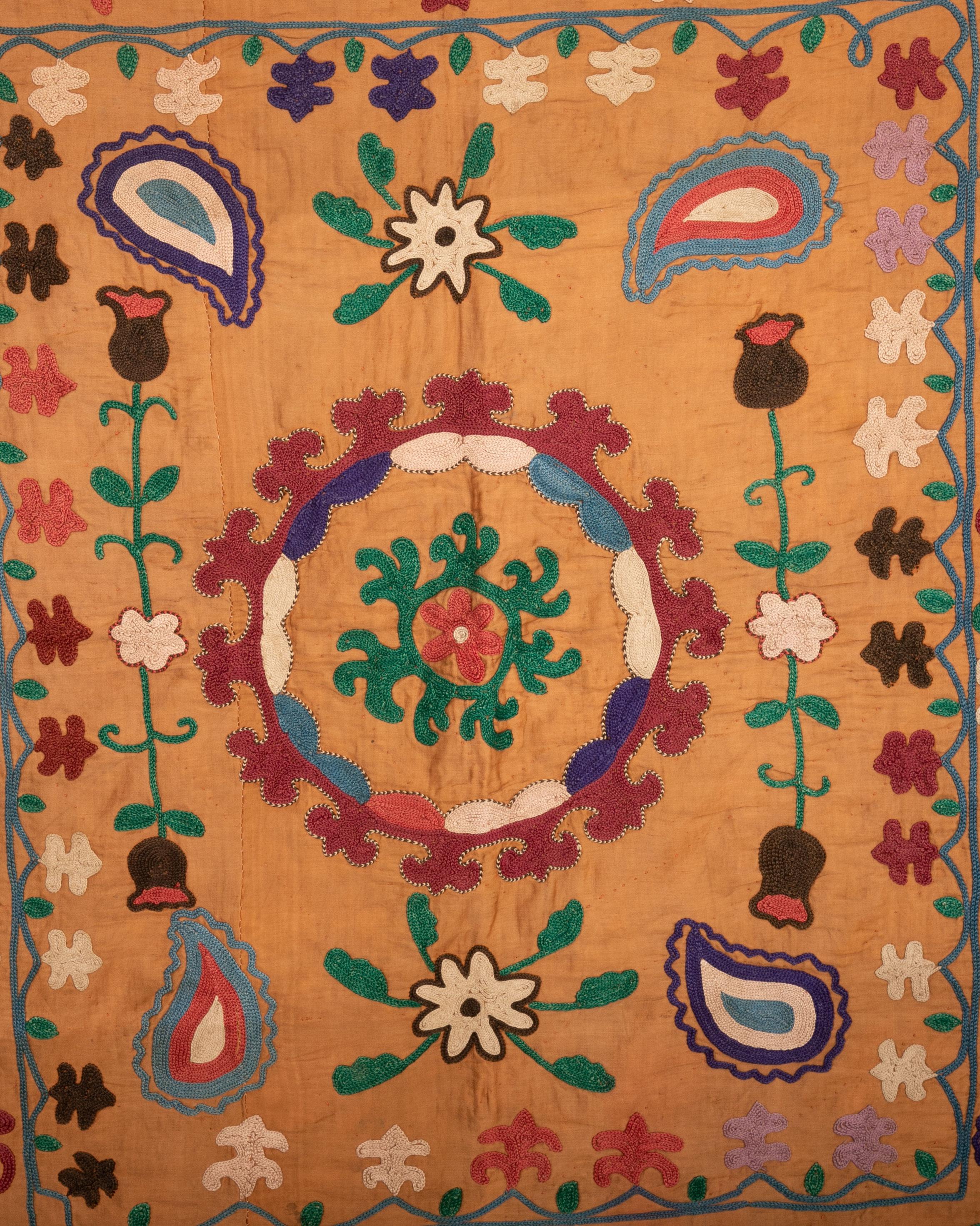 Embroidered Vintage Small Suzani, Samarkand, Uzbekistan, 1970s