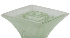 Vintage Small Vase, Italian Glass, Green Sanded with Black Base, 1930s