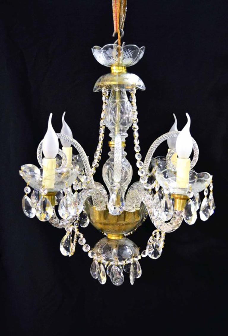 Vintage Small Venetian 4 Light Crystal Chandelier 1