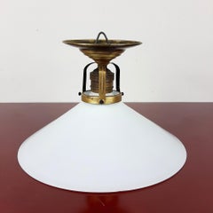 Vintage Small White Pendant Lamp, Italy 1940s