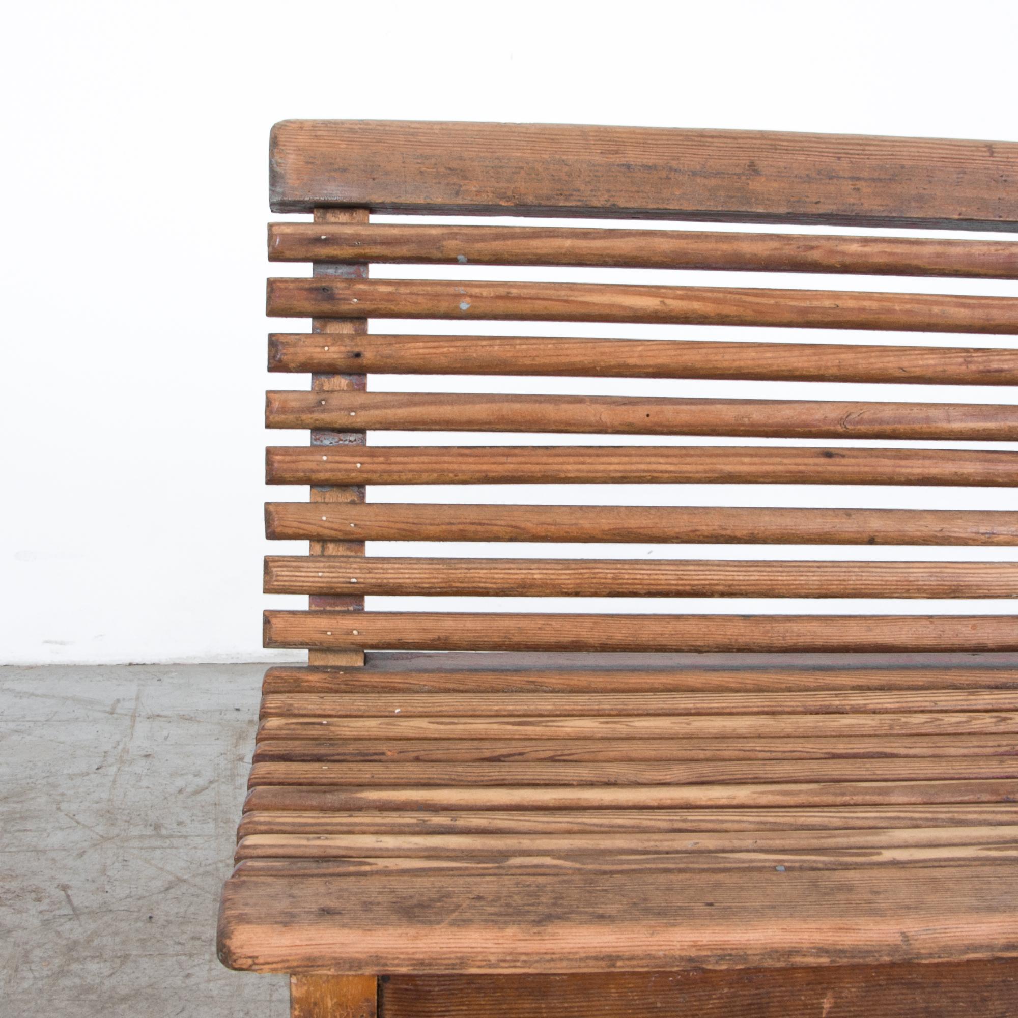 French Vintage Small Wooden Bench