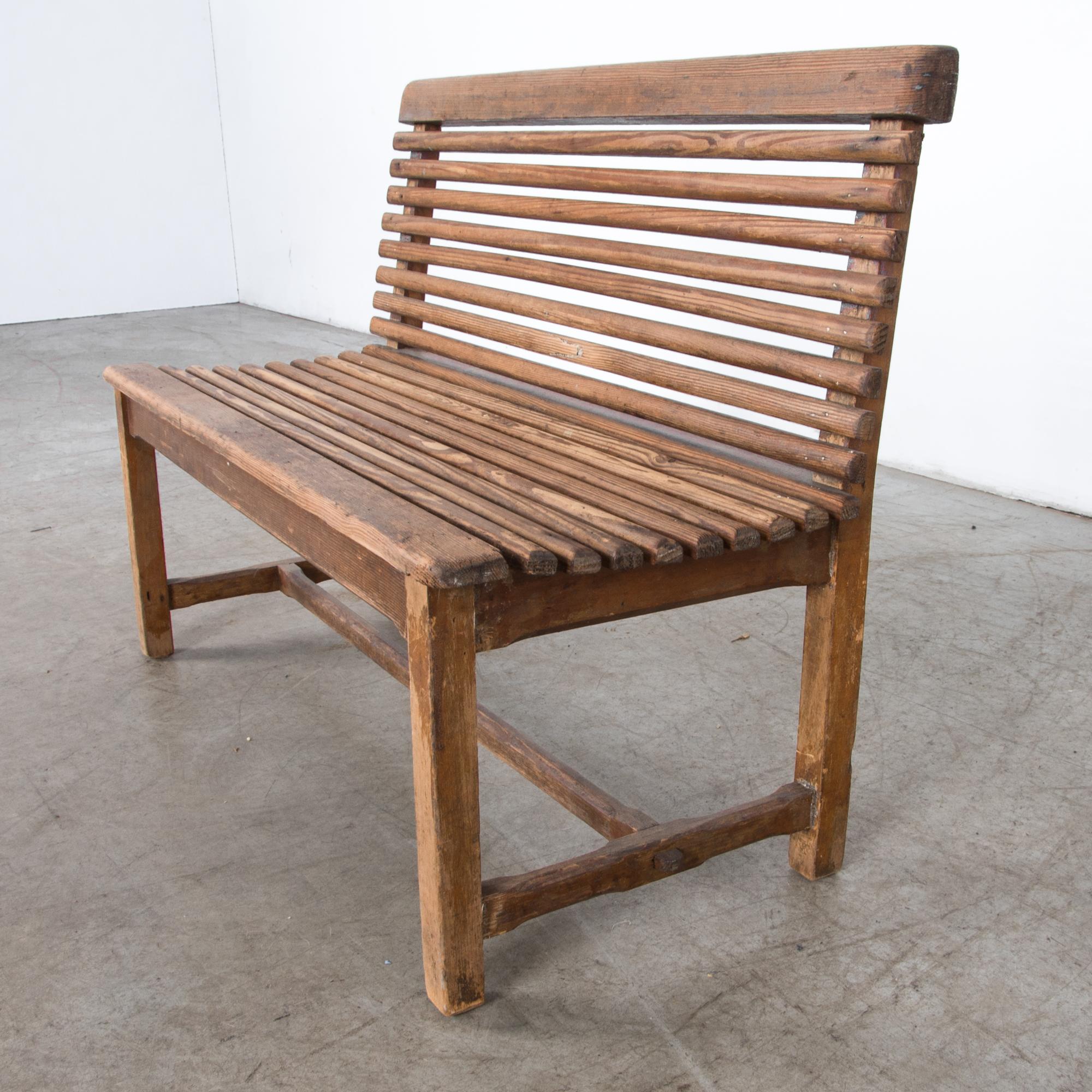 Vintage Small Wooden Bench In Good Condition In High Point, NC