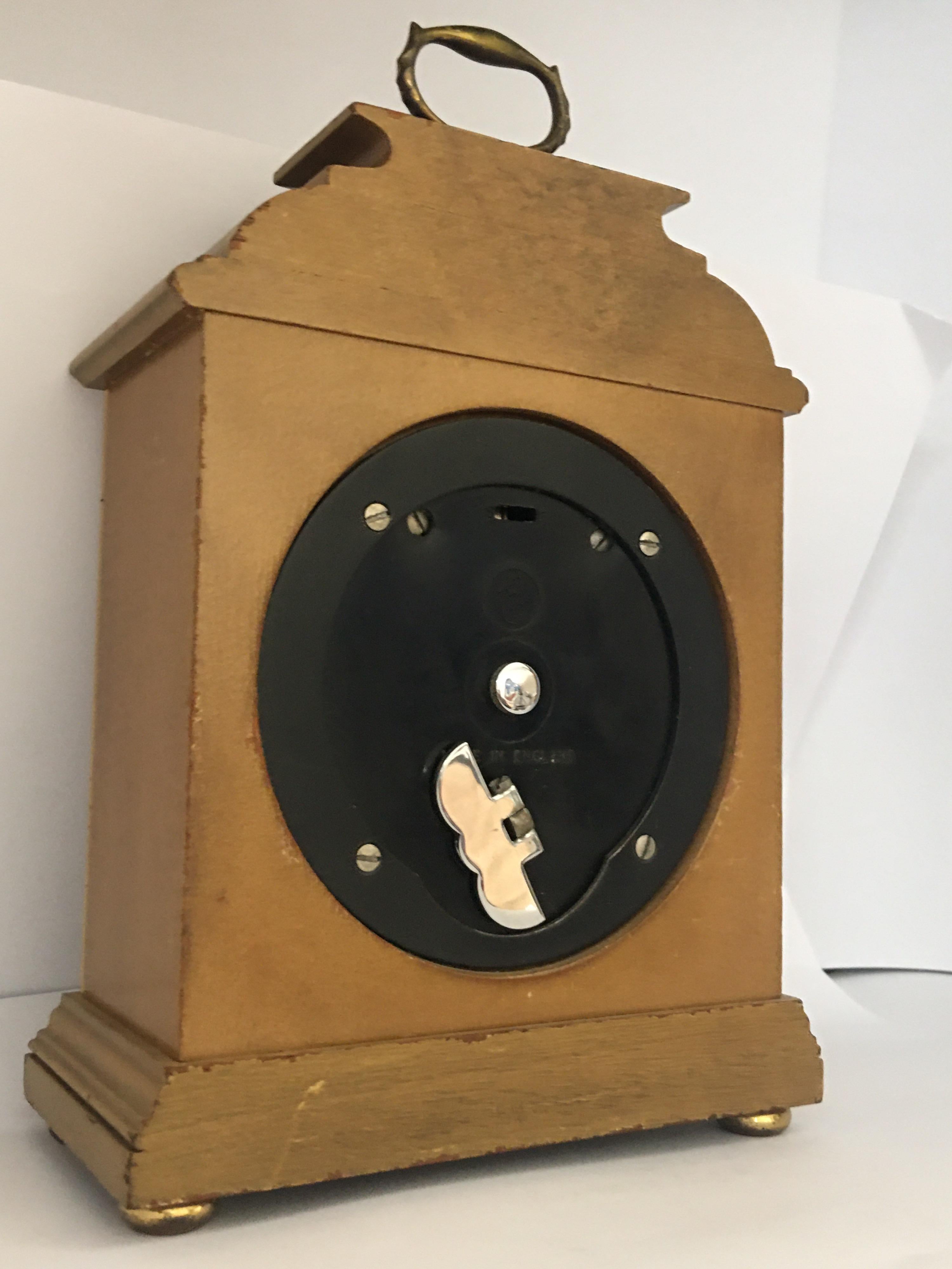 Vintage Small Wooden Elliot London Mantel Clock For Sale 4