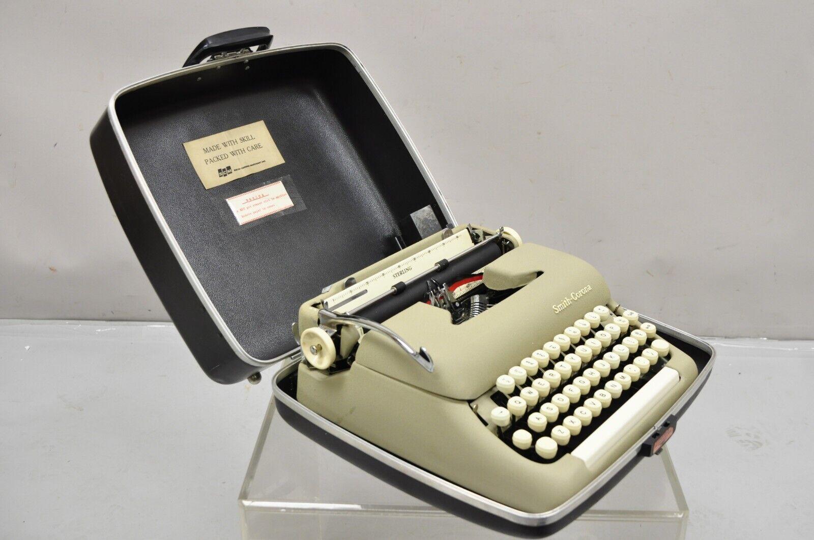 Vintage Smith Corona Sterling Manual Portable Typewriter with Hard Case For Sale 2