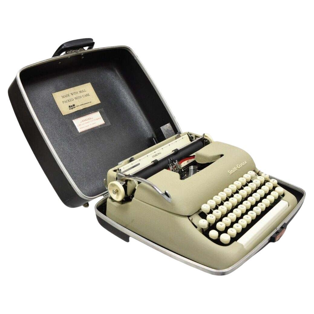 Vintage Smith Corona Sterling Manual Portable Typewriter with Hard Case For Sale