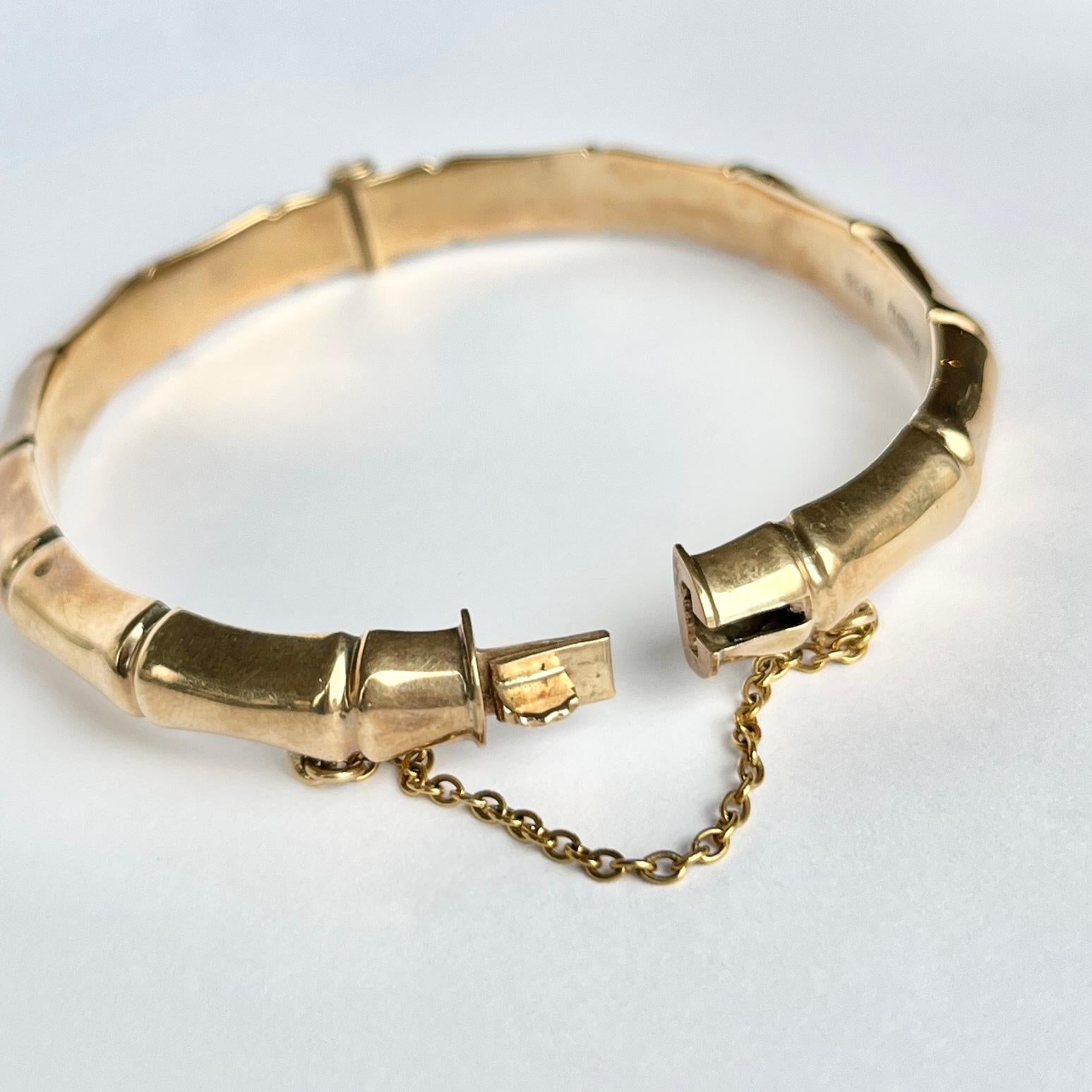Vintage Smith & Pepper 9 Carat Gold Bamboo Bangle  In Good Condition For Sale In Chipping Campden, GB
