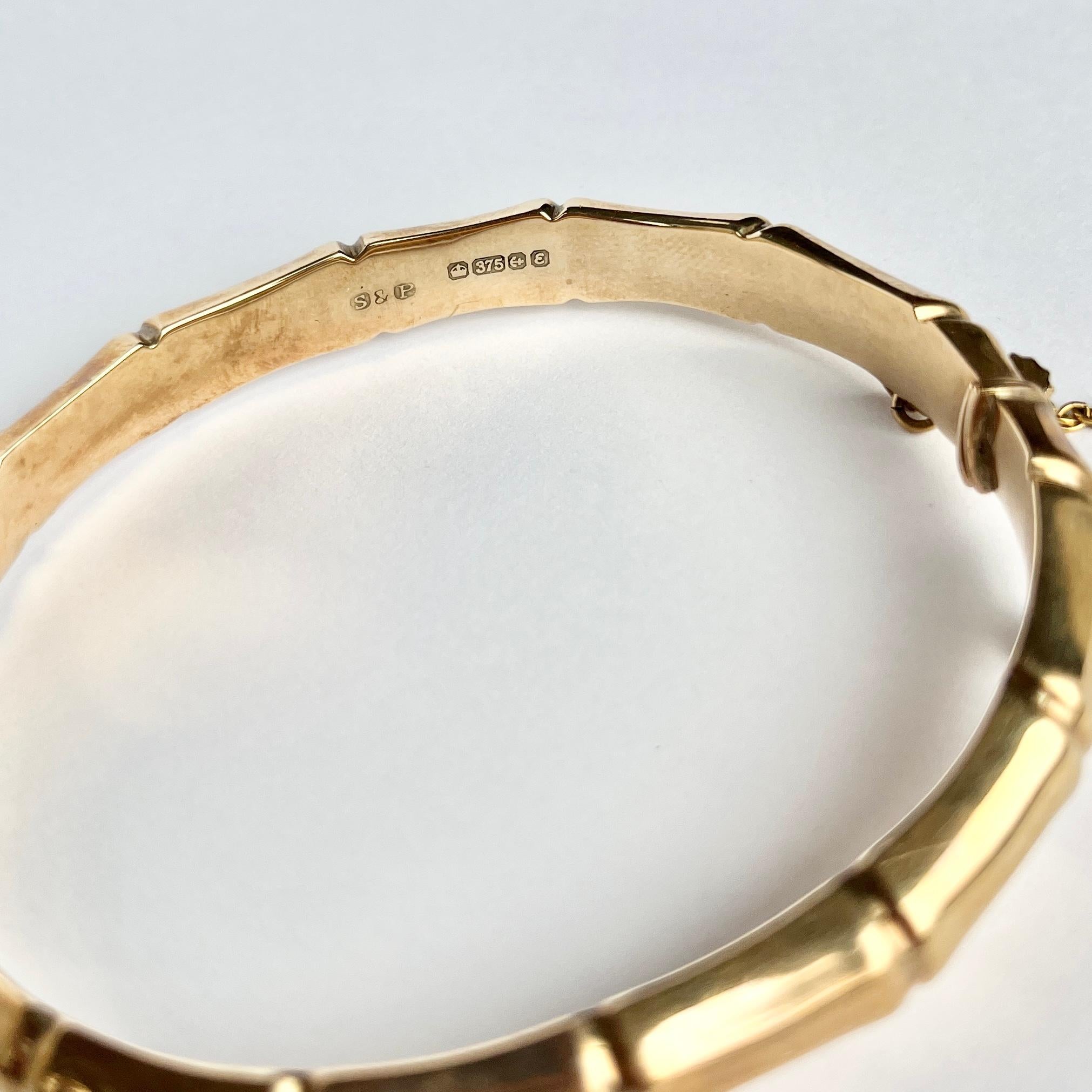 Vintage Smith & Pepper 9 Carat Gold Bamboo Bangle  For Sale 1