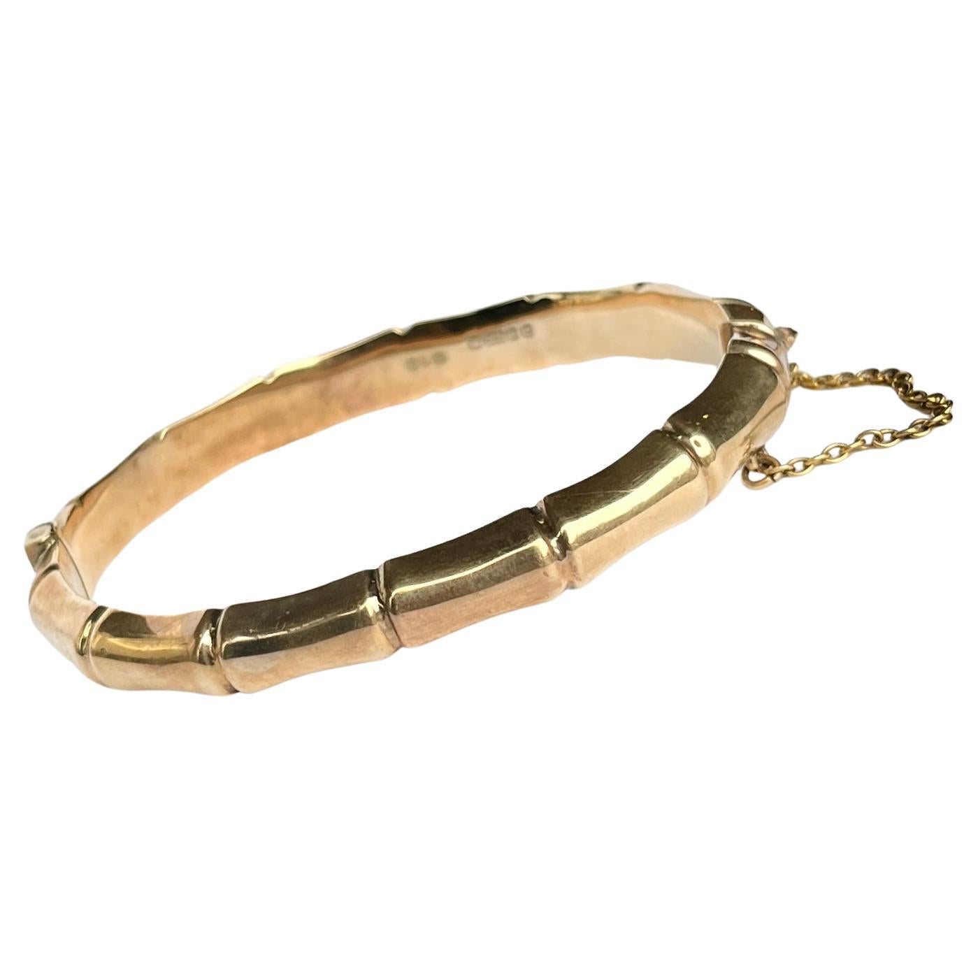 Vintage Smith & Pepper 9 Carat Gold Bamboo Bangle  For Sale