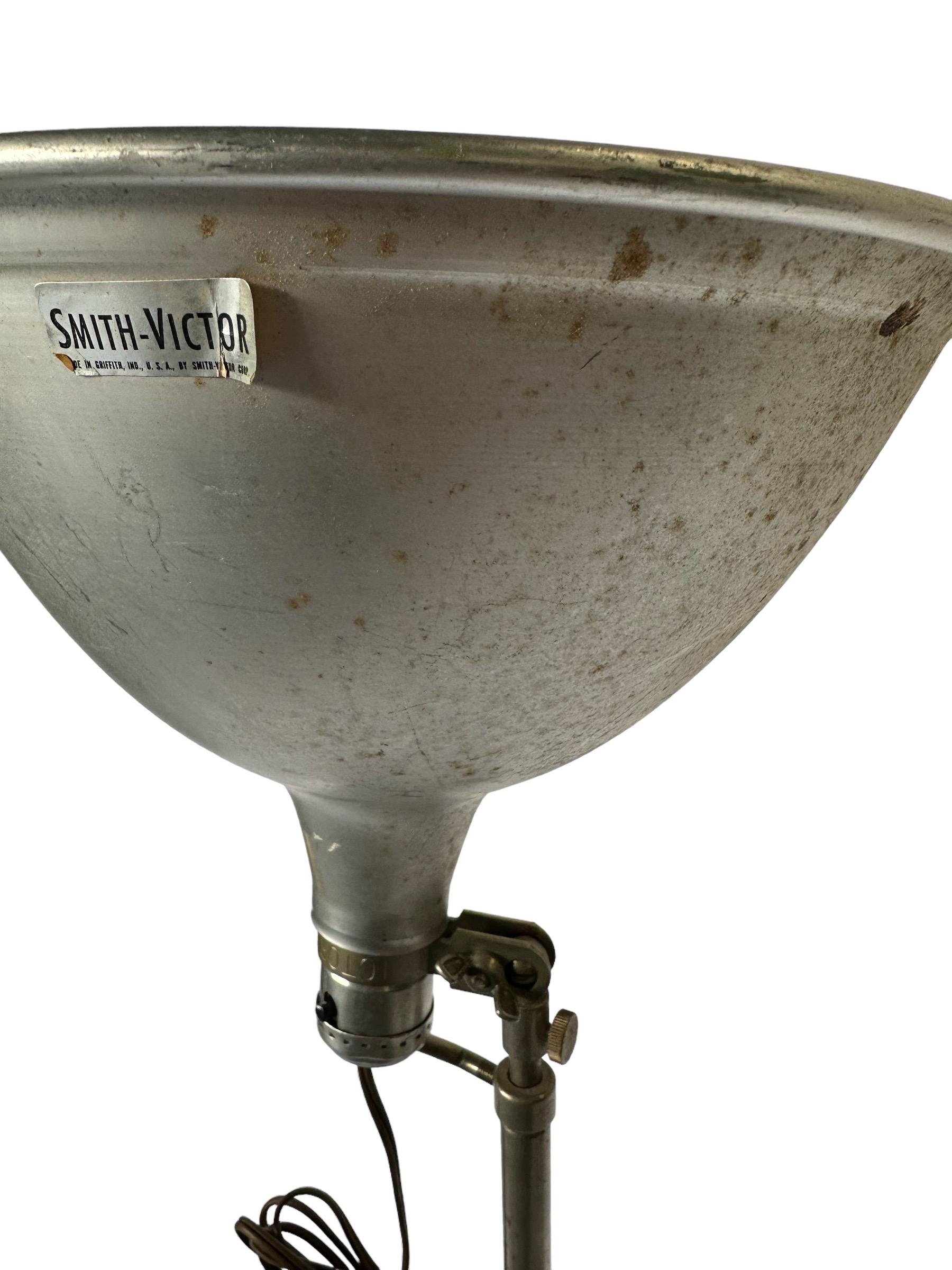 Metal Vintage Smith Victor Adjustable Height Industrial Tripod Floor Lamp