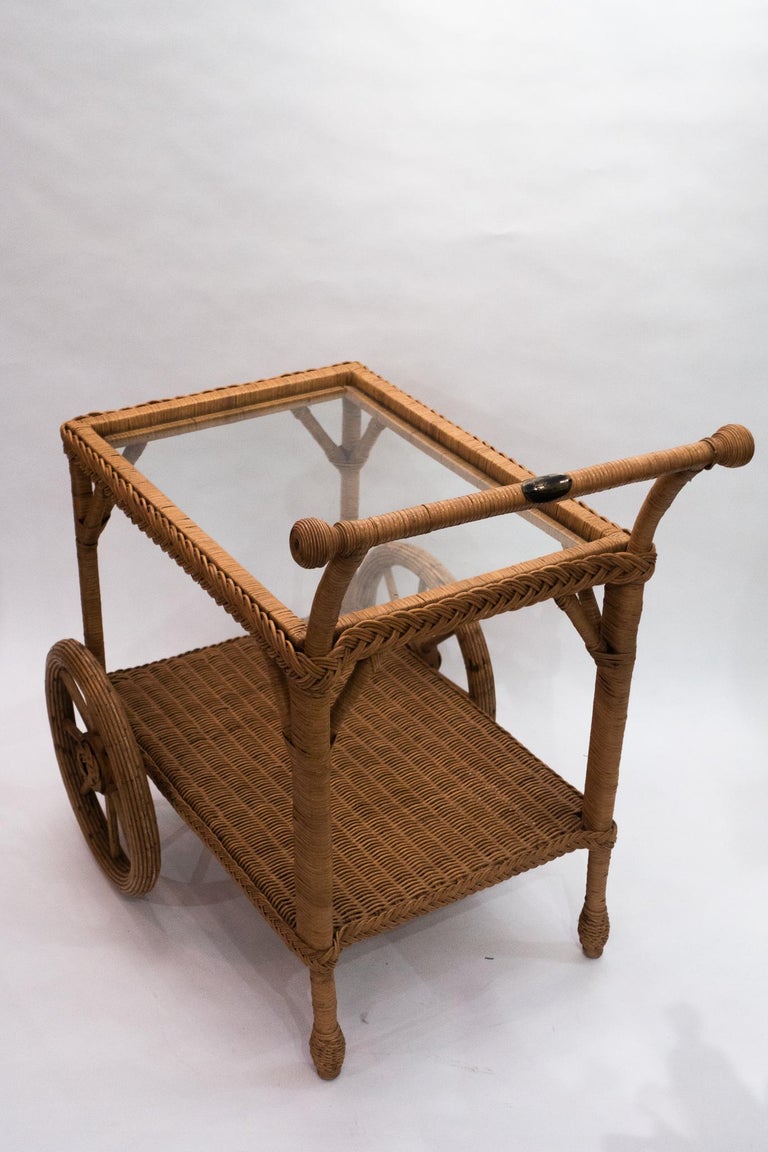 Vintage Smithsonian Collection Henry Link Wicker Bar Or Tea Cart