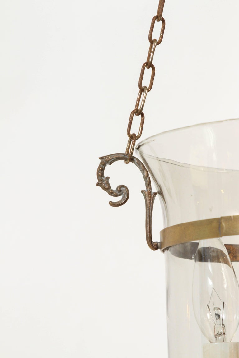 Vintage Smoke Glass Bell Jar Hanging Light With Decorative Chain