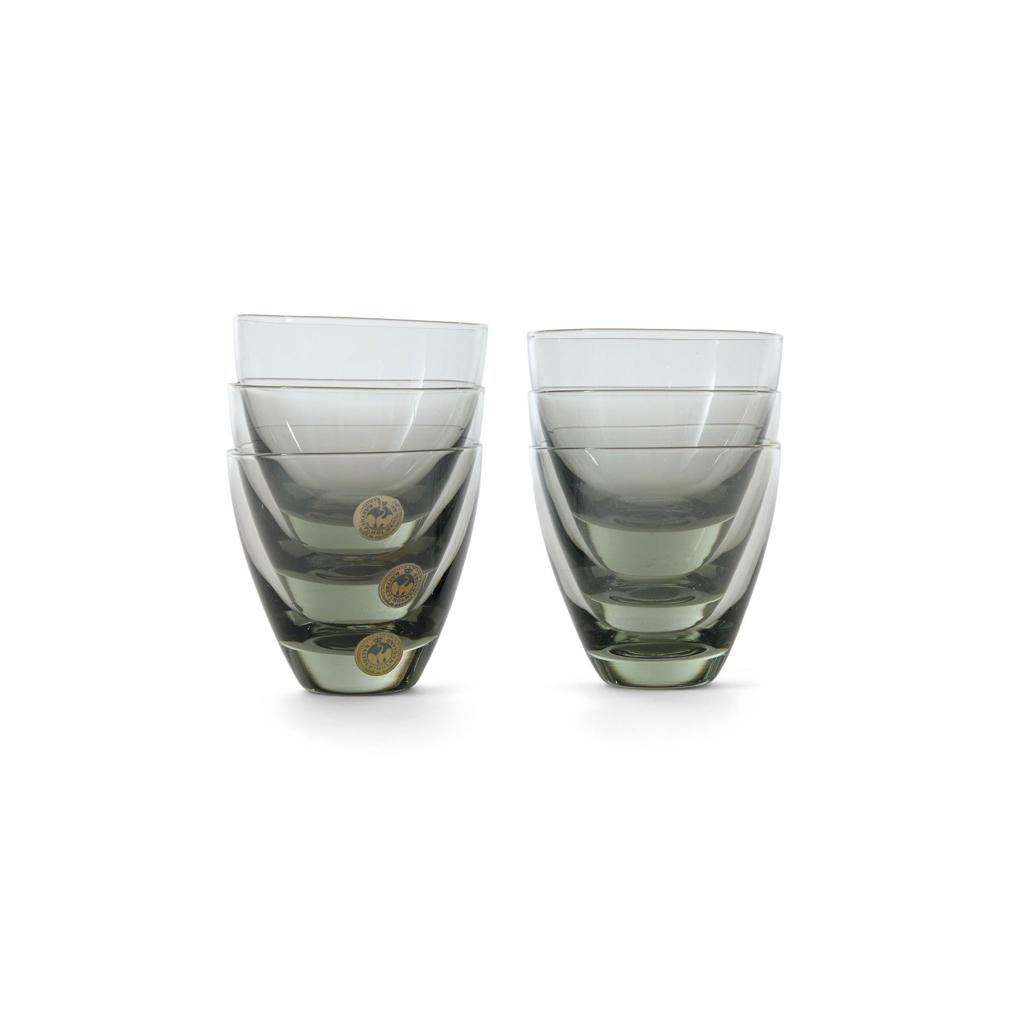 Danish Vintage Smoke Glass Tumblers by Kastrup Holmegaard for Holmegaard For Sale
