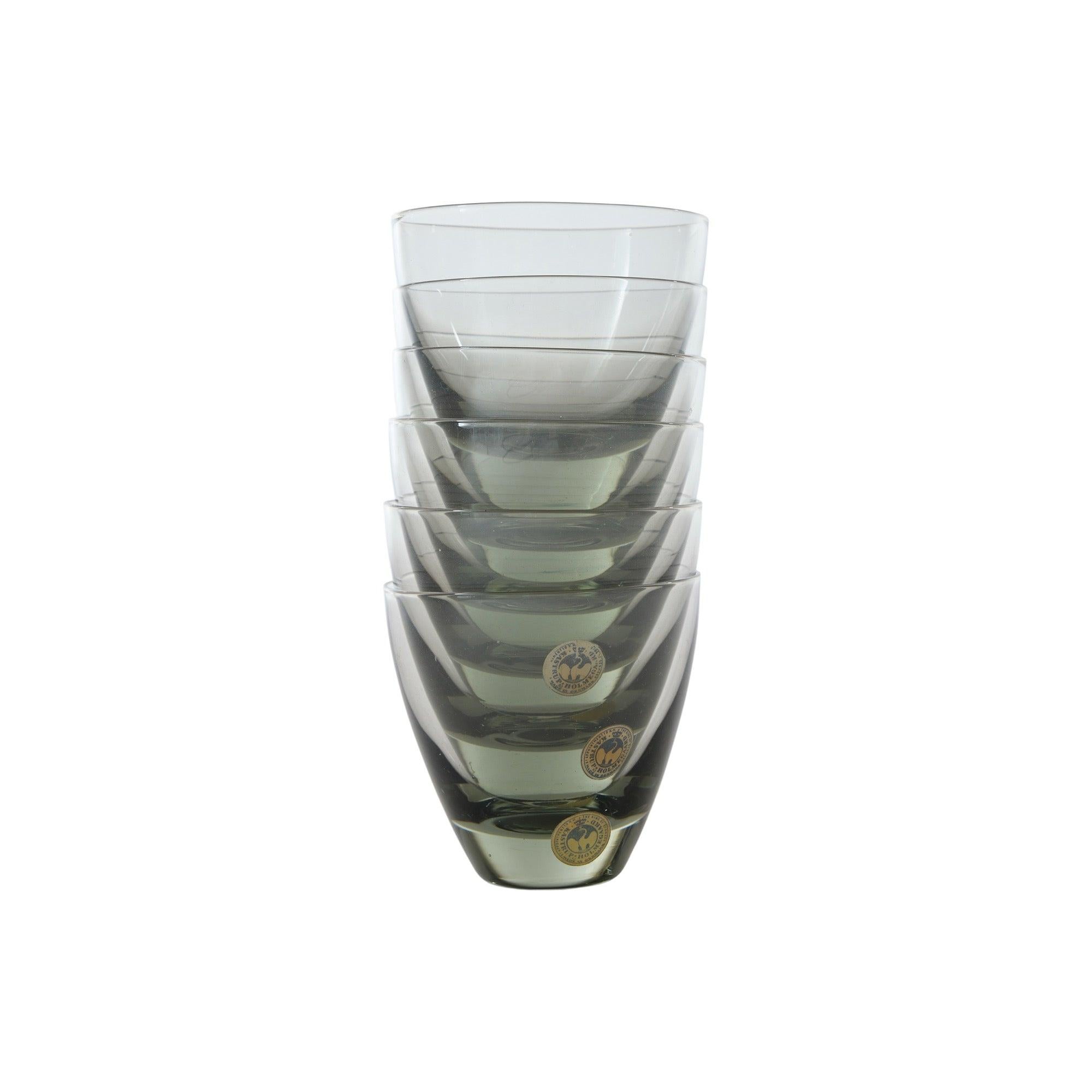 Vintage Smoke Glass Tumblers by Kastrup Holmegaard for Holmegaard In Excellent Condition For Sale In Sagaponack, NY