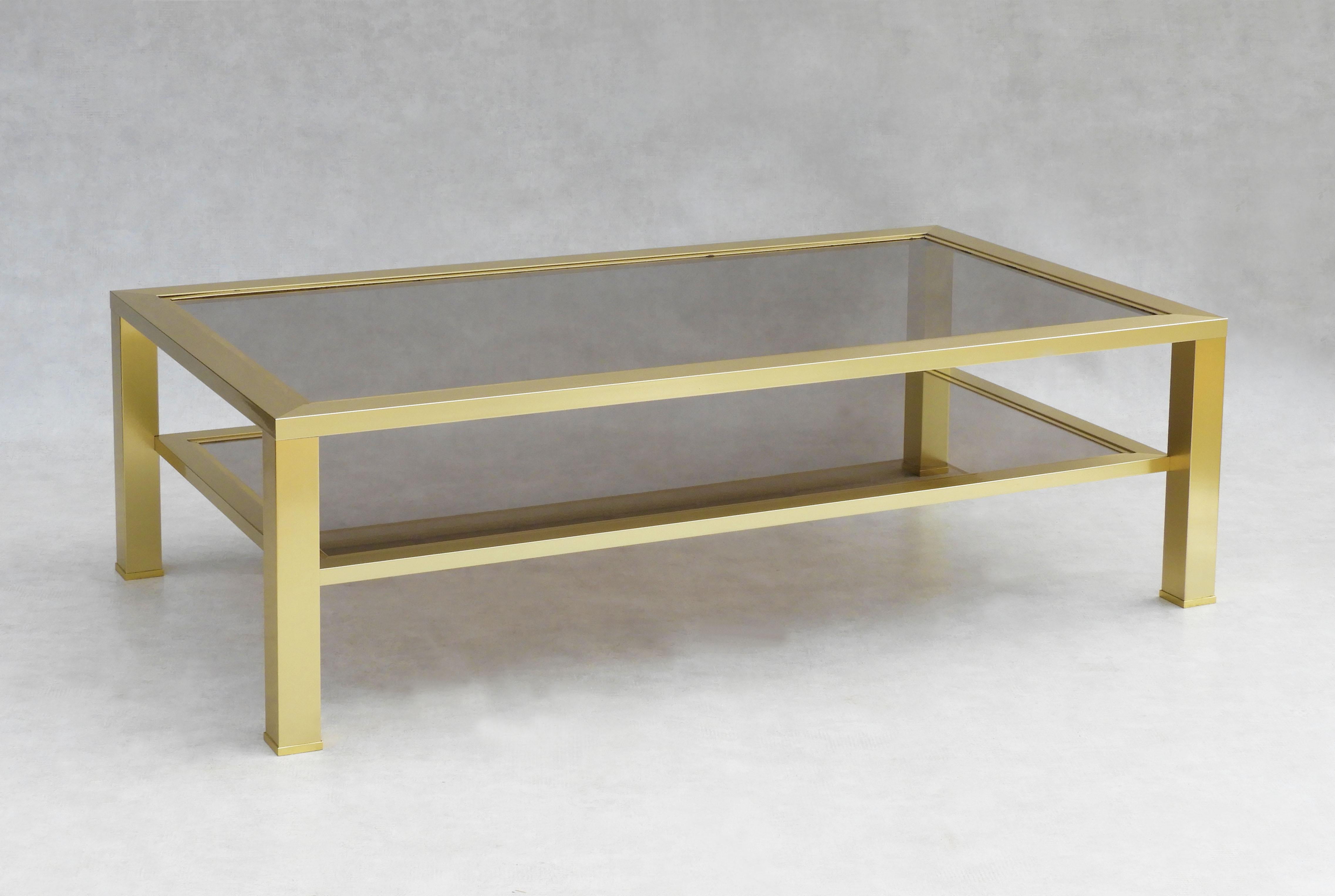 Vintage Smoked Glass Coffee Table, c1980s, France In Good Condition For Sale In Trensacq, FR