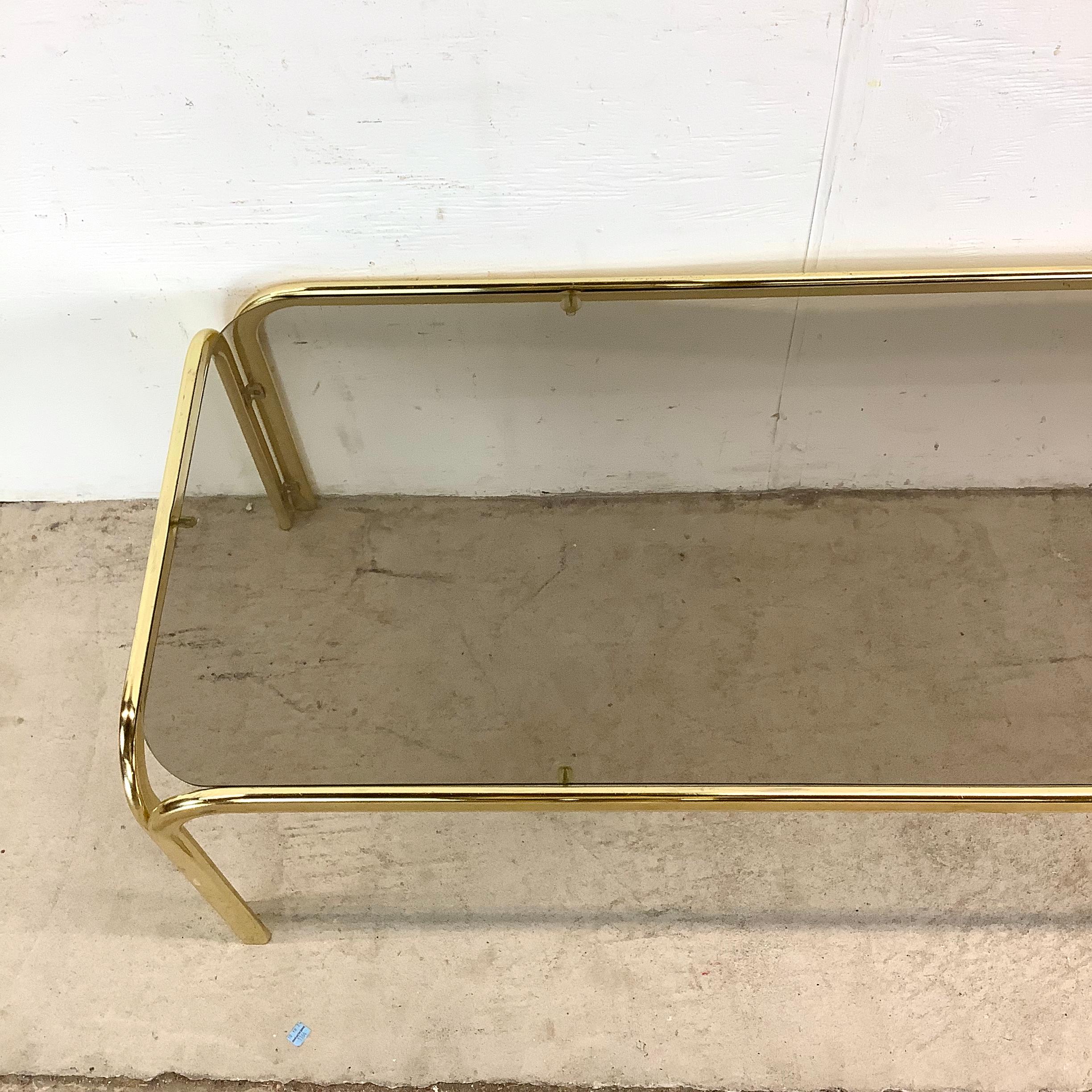 Métal Table basse vintage en verre fumé en vente