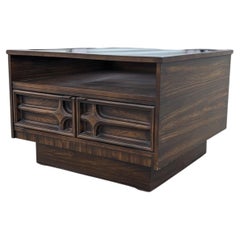 Vintage Smoked Glass Coffee Table with Storage Drawers