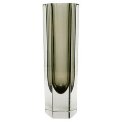 Vintage Smoked Glass Faceted Sommerso Vase