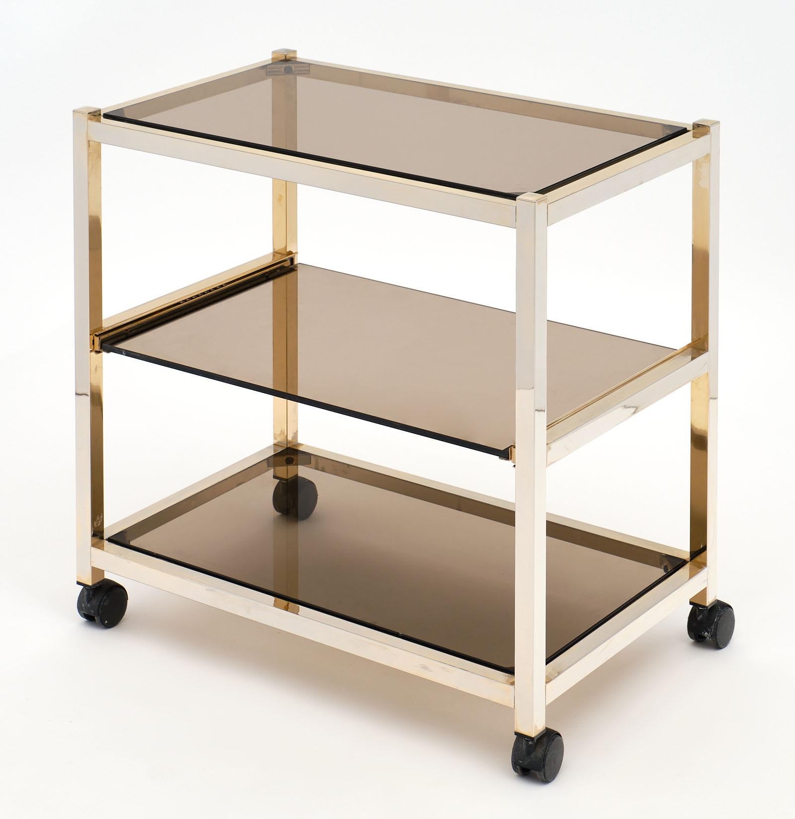Brass Vintage Smoked Glass Side Table
