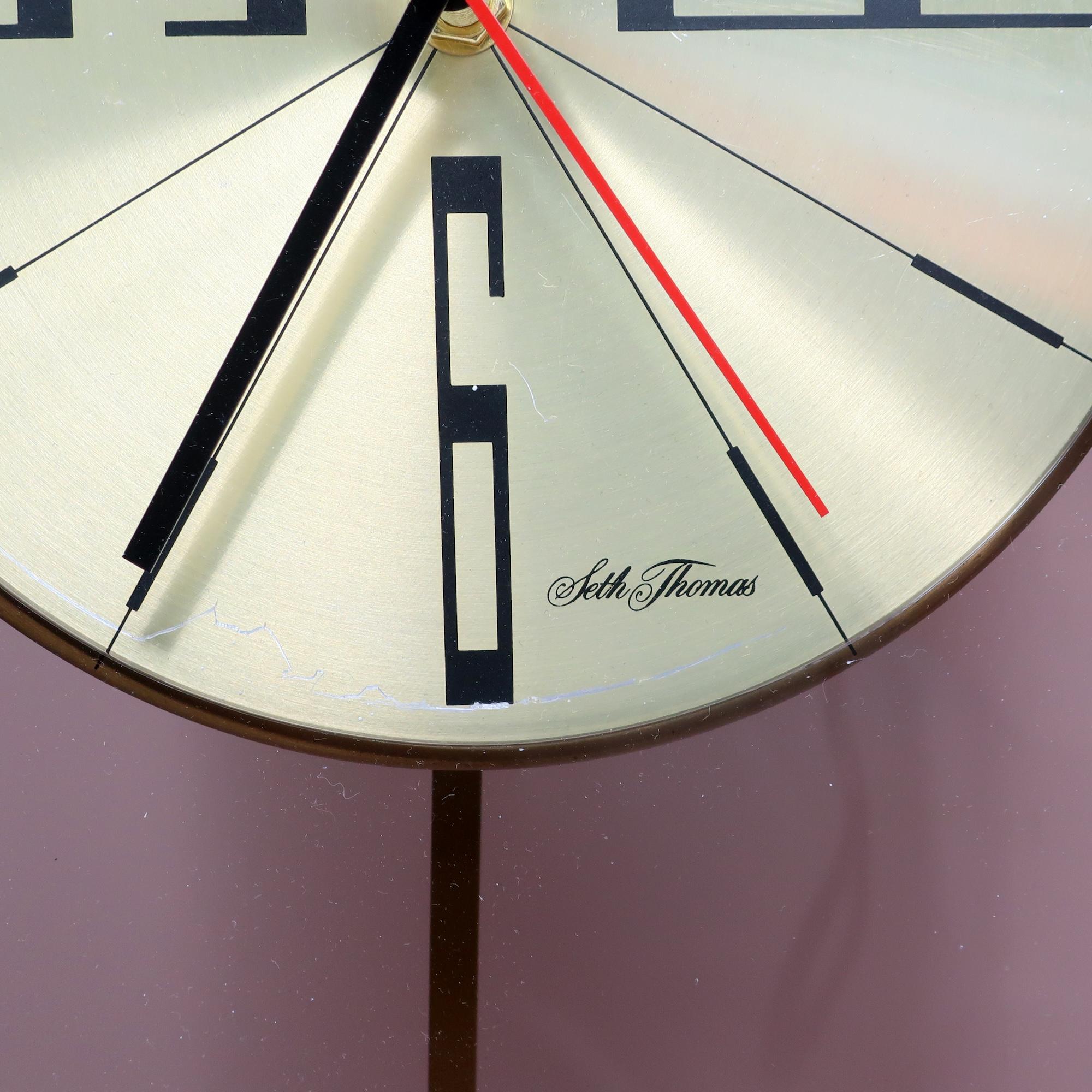 Mid-Century Modern Vintage Smoked Lucite Vision Pendulum Wall Clock by Seth Thomas For Sale