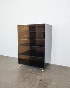 Vintage Smokey Acrylic Cart on Wheels 1970s