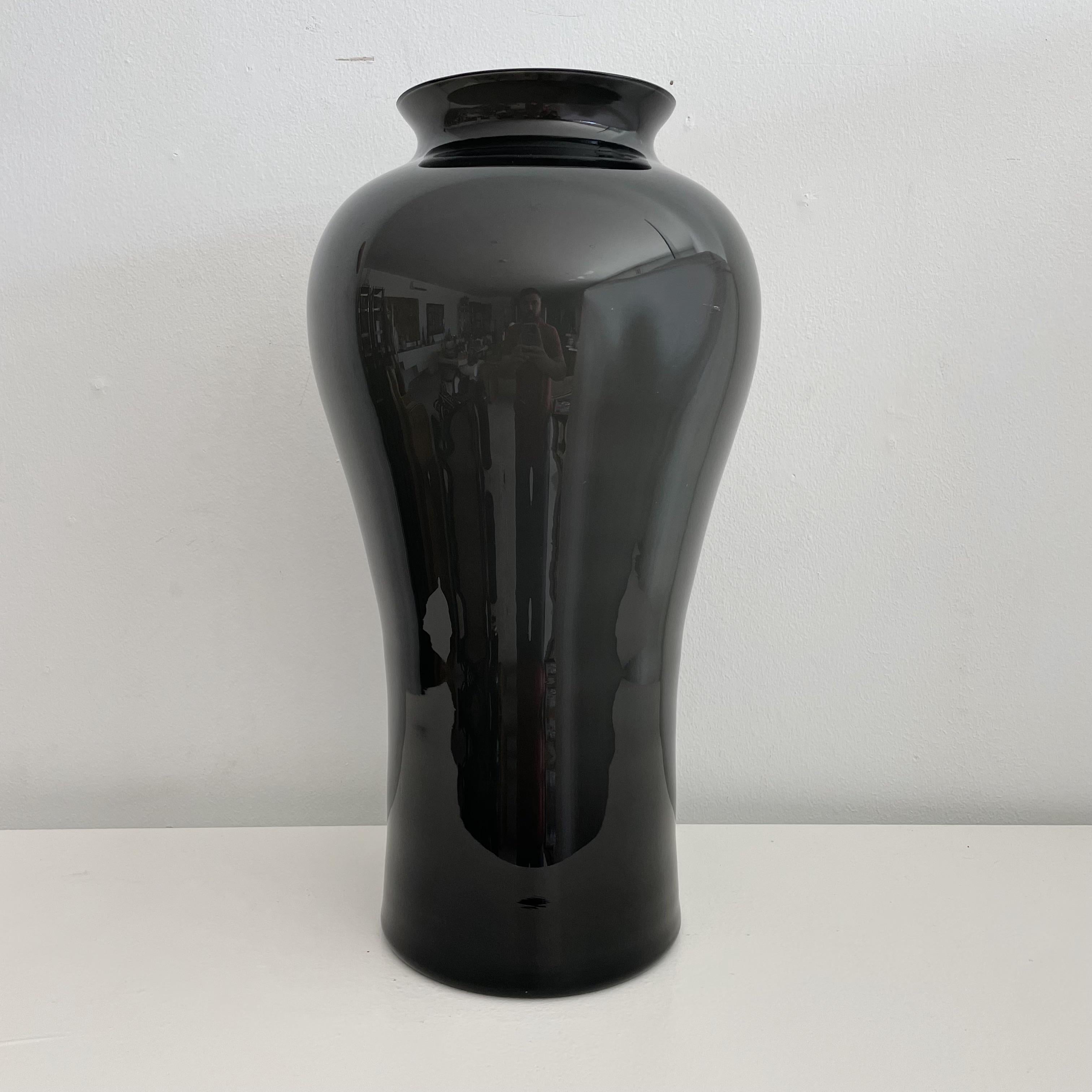Mid-Century Modern Vintage Smokey Gray Signed Cenedese Murano Cased Glass Large Vases For Sale
