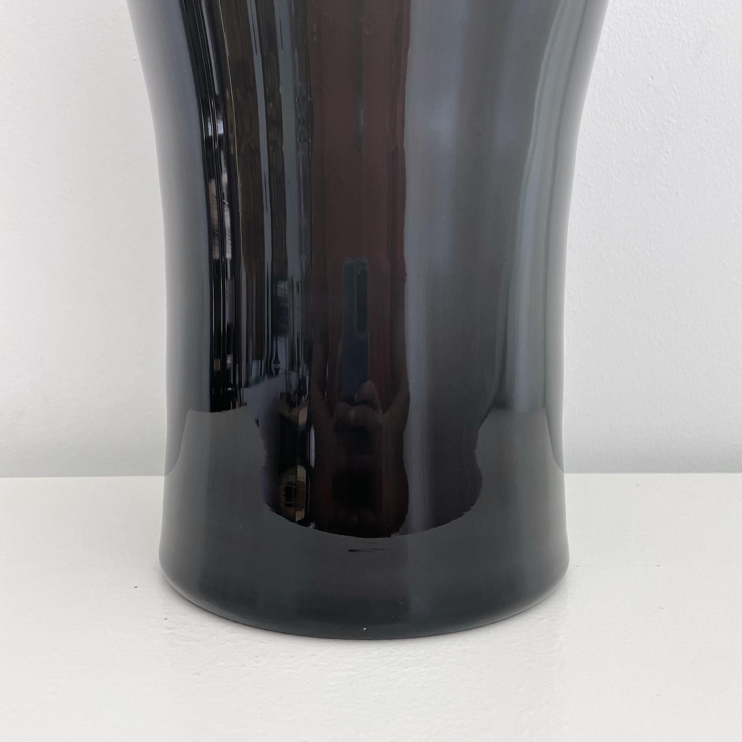 Fin du 20e siècle Grands vases vintage en verre de Murano en verre fumé gris fumé signés Cenedese en vente