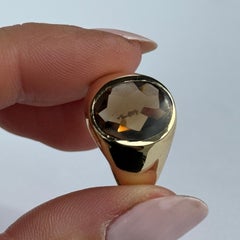 Vintage Smokey Quartz and 14 Carat Gold Signet Ring