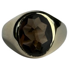 Vintage Smokey Quartz and 14 Carat Gold Signet Ring