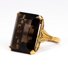 Vintage Smokey Quartz and 9 Carat Gold Cocktail Ring
