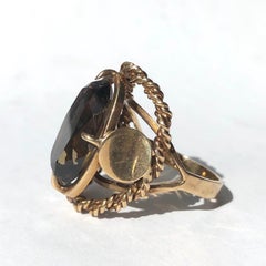 Vintage Smokey Quartz and 9 Carat Gold Cocktail Ring