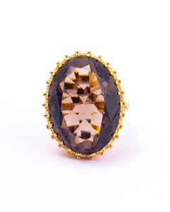 Vintage Smokey Quartz and 9 Carat Gold Cocktail Ring