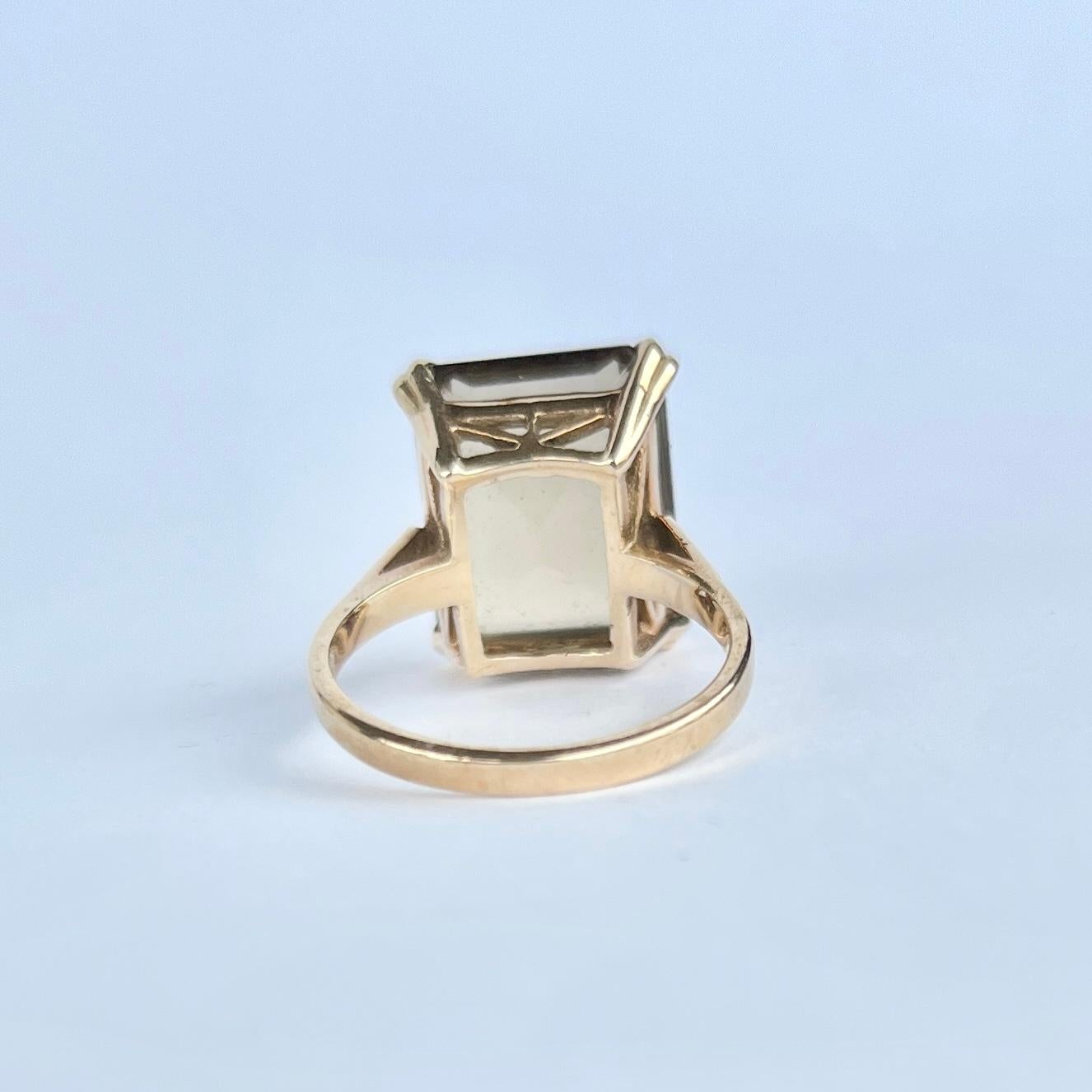 Modern Vintage Smokey Quartz and 9 Carat Gold Cocktail Ring For Sale