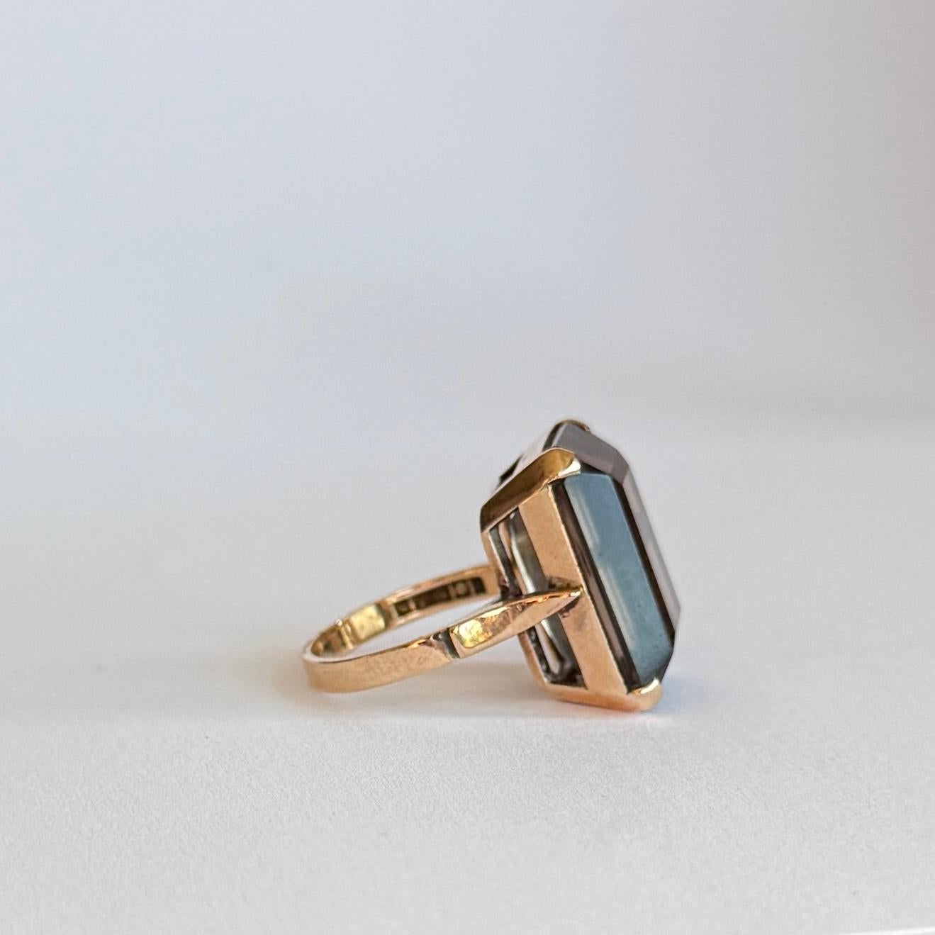 Women's Vintage Smokey Quartz and 9 Carat Gold Cocktail Ring For Sale