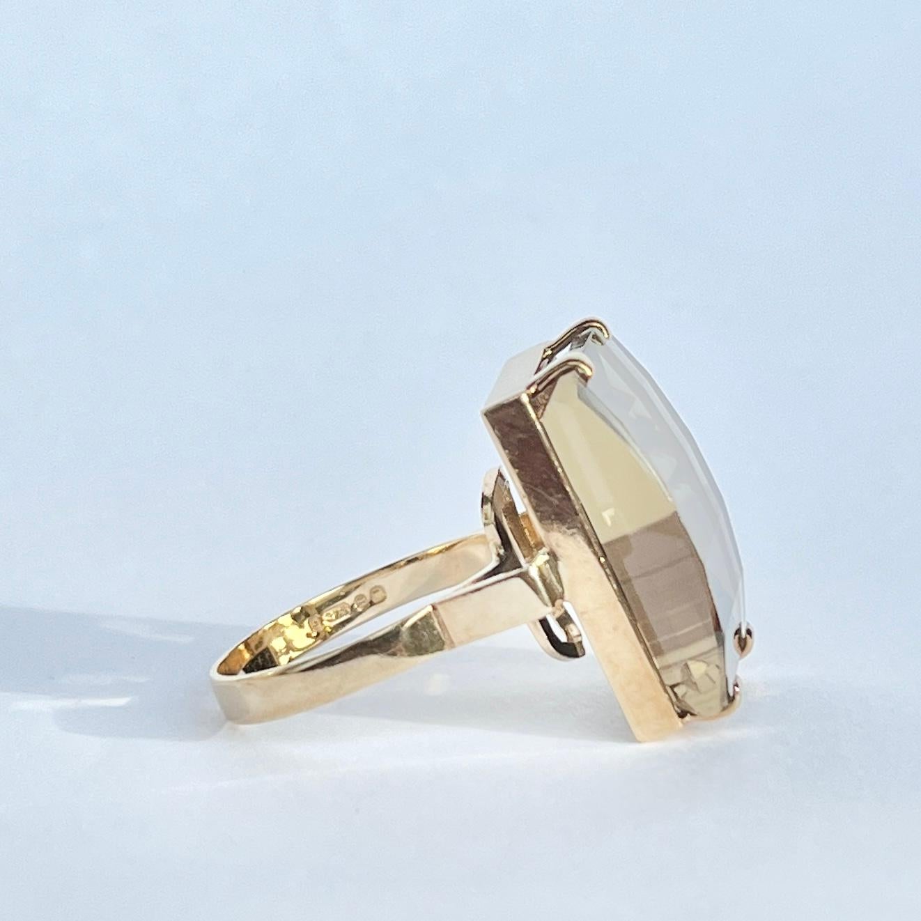 Women's Vintage Smokey Quartz and 9 Carat Gold Cocktail Ring For Sale