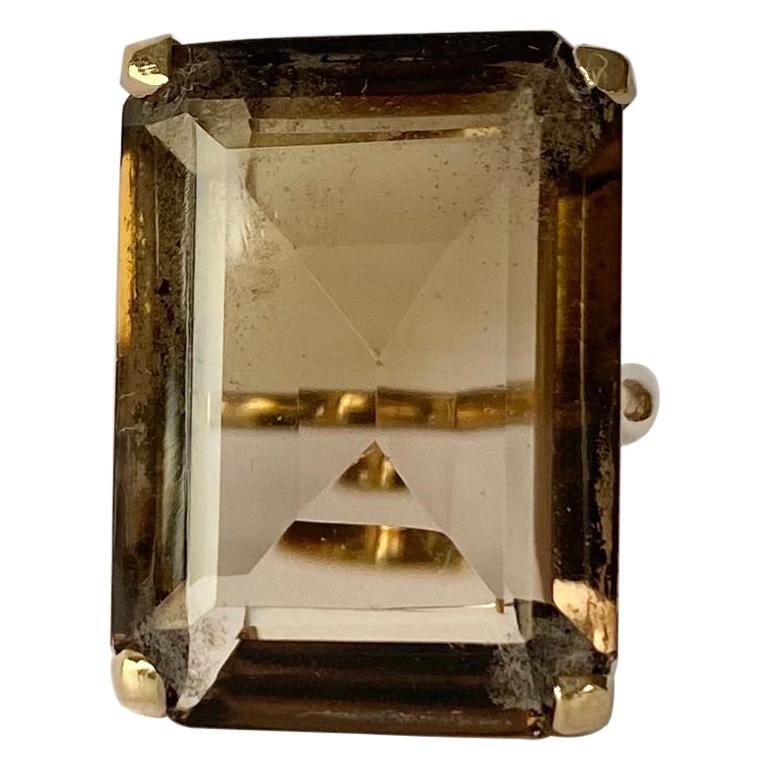 Vintage Smokey Quartz and 9 Carat Gold Cocktail Ring For Sale