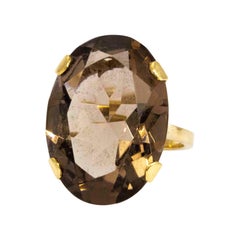 Vintage Smokey Quartz and 9 Carat Gold Cocktail Ring