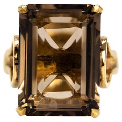 Vintage Smokey Quartz and 9 Carat Gold Cocktail Ring