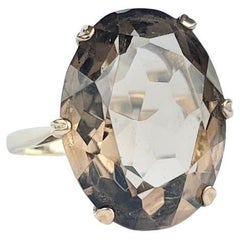 Vintage Smokey Quartz and 9 Carat Gold Cocktail Ring