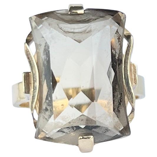 Cocktail-Ring aus Rauchquarz und 9 Karat Gold